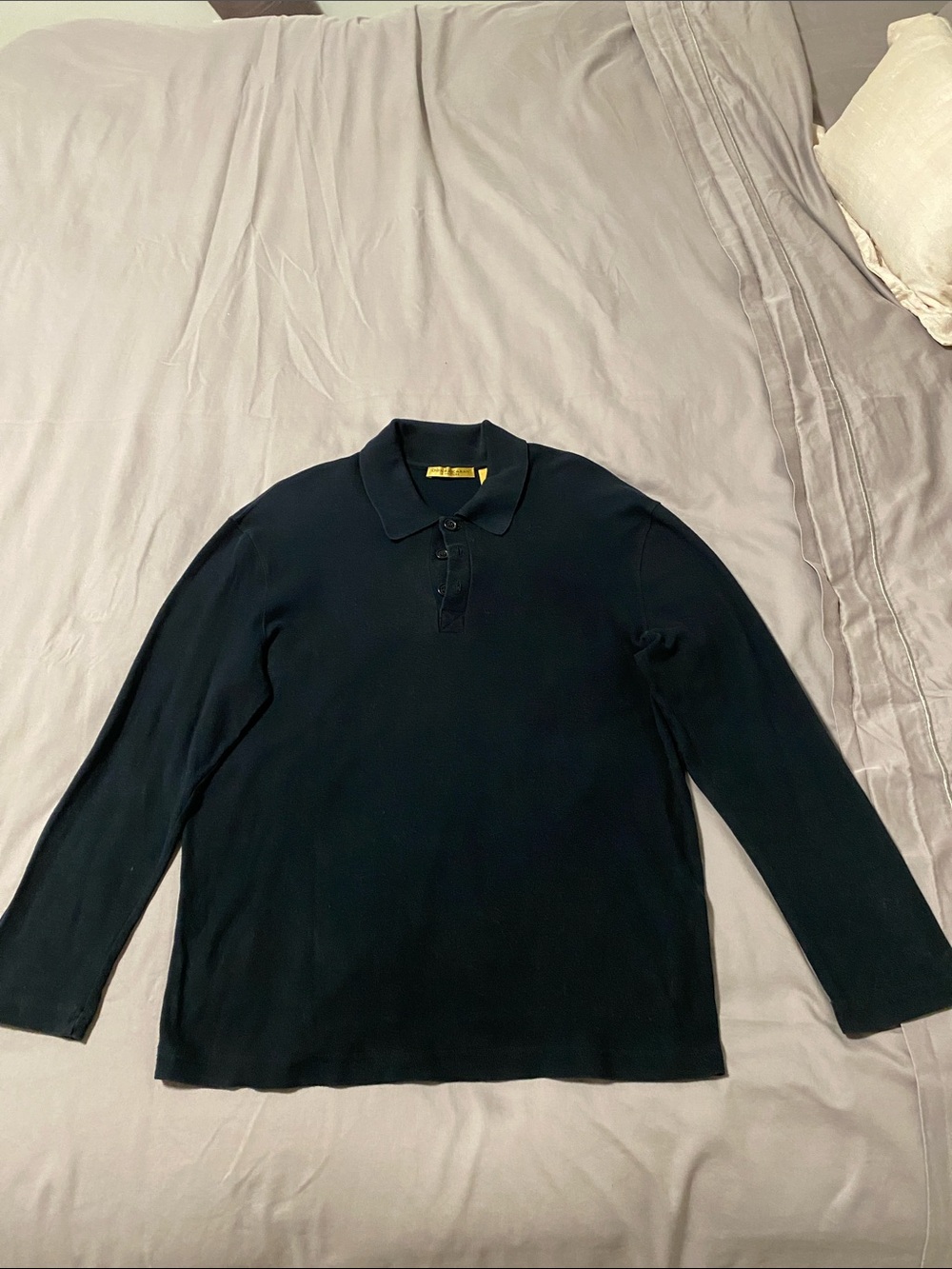 Donna Karan Men's Long-Sleeve Black Polo